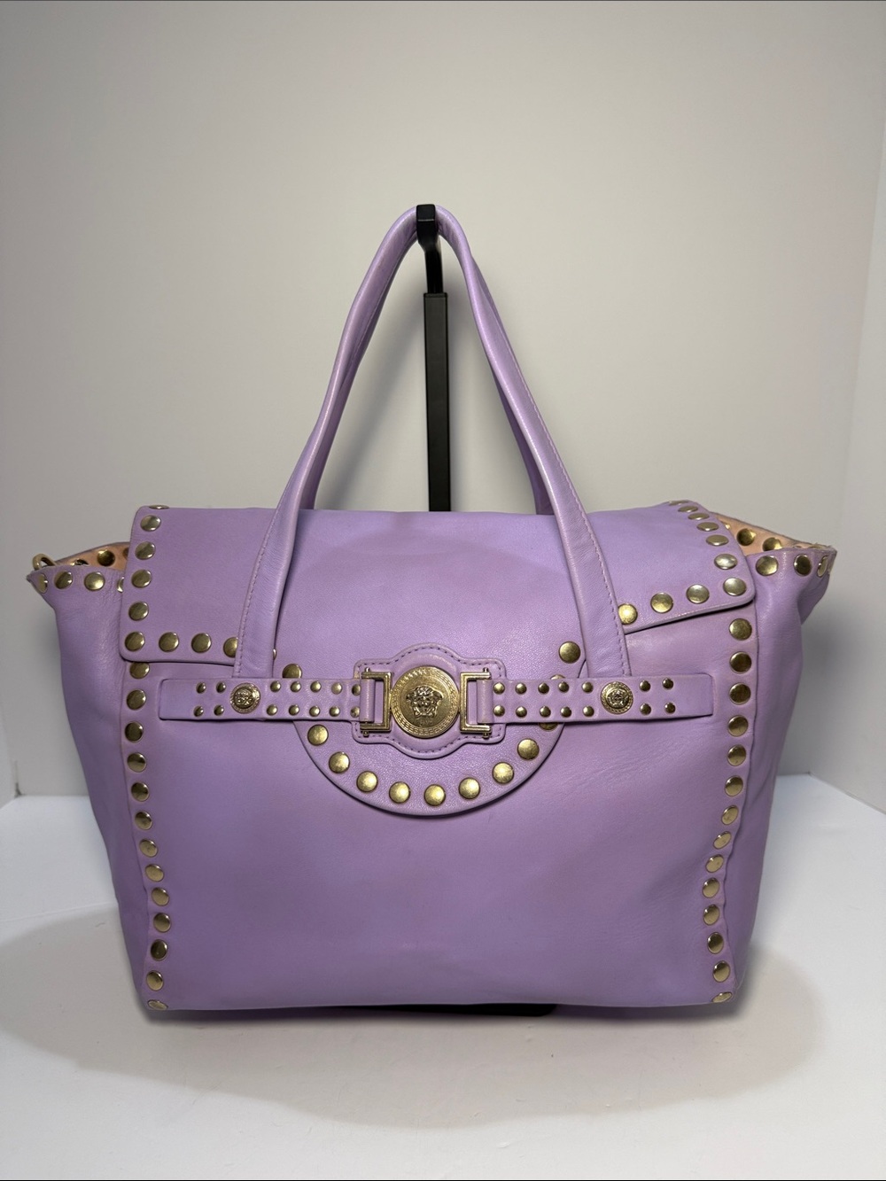 Versace Medusa Stud Leather Tote – Lavender/Lilac - Picture 3 of 16